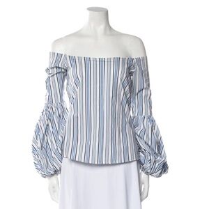 Caroline Constas Off the Shoulder Striped Blouse Size Medium